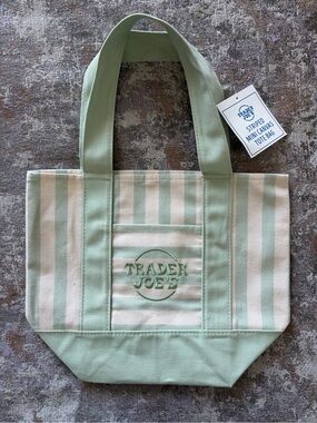 NWT Trader Joes Mini Pastel Striped Canvas Tote Bag  2026 New Limited